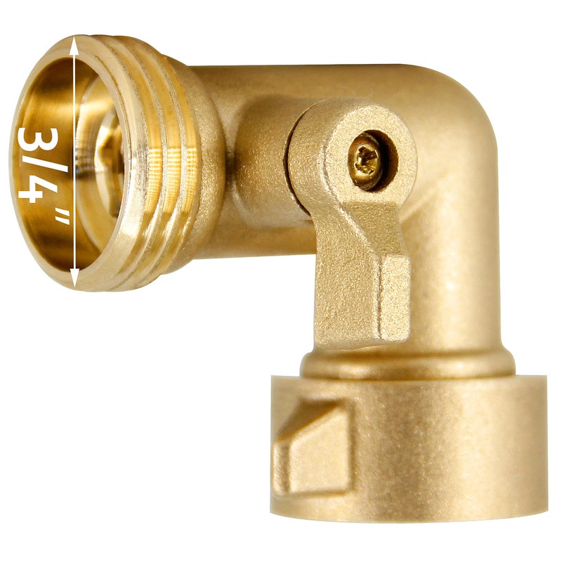 Lifynste Garden Hose Elbow Connector, 90 Degree Brass Garden Hose Elbow Adapter with Shut Off Valves, 2 Pack - Image 2
